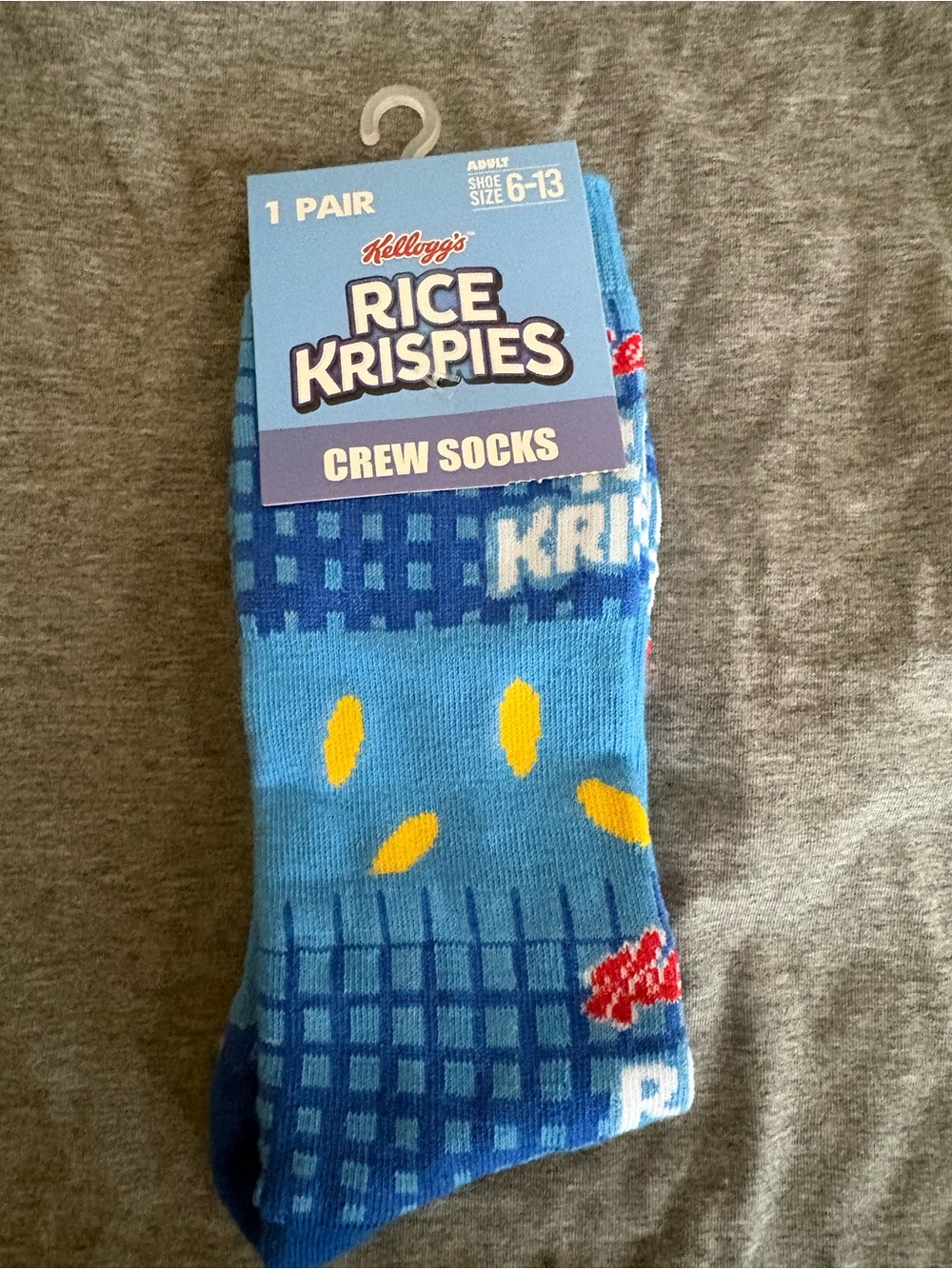 Kellogg’s Rice Krispies Crew Socks Adult Size 6-13 NWT Novelty